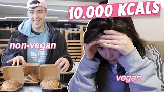 10,000 CALORIE CHALLENGE  VEGAN VS NON VEGAN