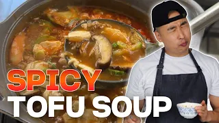 Easy Korean SPICY TOFU SOUP Recipe | Soondubu Jjigae (순두부찌개)