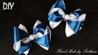 School bows made of satin ribbon by own hands