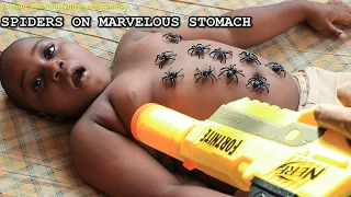SPIDERS ON MARVELOUS STOMACH (Family The Honest Comedy) NERF Fortnite Battle Royale Junya1gou funny