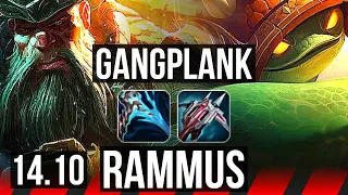GANGPLANK vs RAMMUS (TOP) | 11 solo kills, 1400+ games, Dominating | NA Master | 14.10