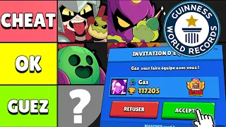 TIER LIST du 🏆 RECORD MAN du MONDE GAS des MEILLEURS BRAWLERS  de Brawl Stars