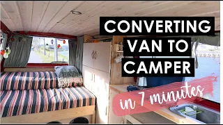Converting Van to Camper in 7 Minutes | VW Transporter T4