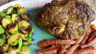 Super Tender And Perfectly Roasted Middle Eastern Style Lamb  With Herbed Brussle Sprouts