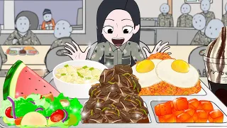 군대 먹방 (김치볶음밥, 소불고기) | Military Mukbang | Animation ASMR