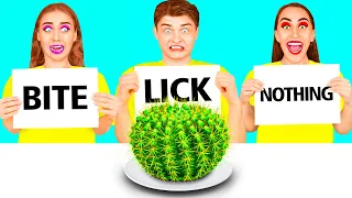 Bite, Lick or Nothing Challenge | Funny Situations by DaRaDa Challenge