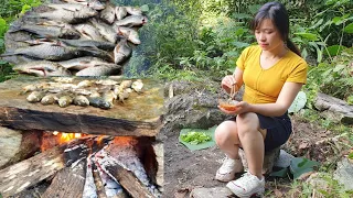 cooking on a rock - Carp - Eating delicious in jungle #29