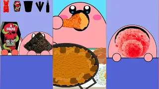 Kirby Animation - Eating Colorful Desserts, Spicy Food, Fried Chicken Asmr Mukbang Complete Edition