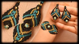 Macrame Jewelry Set | Easy Macrame Earrings and Bracelet With Beads | DIY and CRAFTS |
