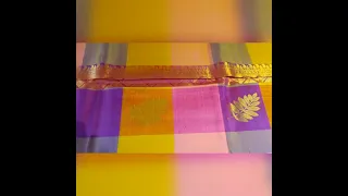 kanchipuram Borderless handwoven big checks saree