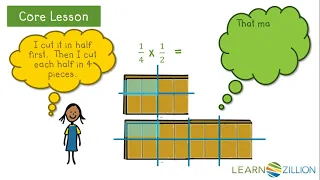 Multiply a fraction by a fraction using visual representations