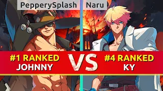 GGST ▰ PepperySplash (#1 Ranked Johnny) vs Naru (#4 Ranked Ky). High Level Gameplay