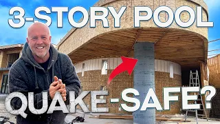 Earthquake Proofing a Suspended Concrete Deck On a 3-Story Deep Pool | House Build #10