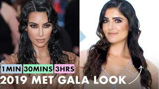 Getting Kim Kardashian West's Look in 1 Minute, 30 Minutes, and 3 Hours | Beauty Over Time | Allure