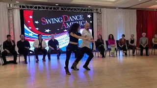Crossover / Hustle. Robert Royston & Veronica Castilla.  Swing Dance America 2023.