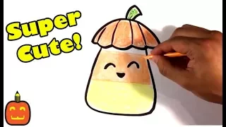How to Draw Cute Candy Corn - Cute Halloween Version - Halloween Drawings