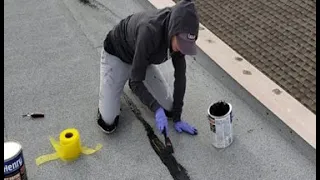 Roof Repair - Patching a Rolled on Roof