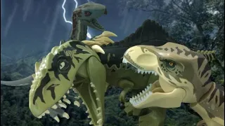 Rexy and Therizinosaurus vs Giganotosaurus final battle! Jurassic world dominion! Lego stop motion!