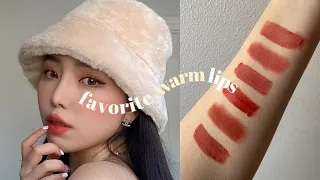 my favorite orange / peachy lip products (mostly korean) 🍑