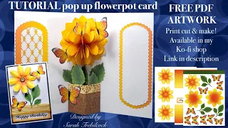🌼 🦋 TUTORIAL to make pop up flowerpot card butterflies 🆓️ PDF Cardmaking idea Inspiration Techniques