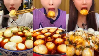 Mukbang Eating Too Many Soft Boil Eggs in spicy sauce🌶 asmr eating show