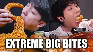 korean mukbangers taking EXTREME big bites