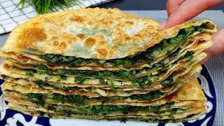 Flour+Water and Greens!!! TASTIER THAN ANY CHEBUREKI!! Amazing flatbread with herbs