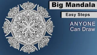 How to draw a beautiful big mandala with easy steps for everyone - MandalaNPA 051