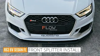 Audi RS3 8V Sedan FL Front Lip Splitter & Stainless Steel Mounting Brace Install Guide