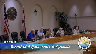 Board of Adjustments and Appeals Meeting — 09/25/2019 - 6:00 p.m.