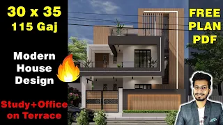 30x35  Modern House | 3BHK + Office on Terrace | 115 Gaj with Beautiful Interior design || DV Studio