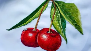 SATIN STITCH EMBROIDERY: CHERRY (1 part)🍒 ВЫШИВКА ГЛАДЬЮ:  ВИШНЯ (1)🍒