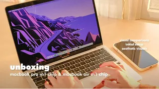 ✨ MacBook 2020 & MacBook Air 2020 w. M1 Chip | Aesthetic Unboxing, Visual Comparisons, Initial Setup