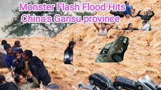 Scary Footage : China River Overflows ; Monster Flash Flood Hits China's Gansu province #weather