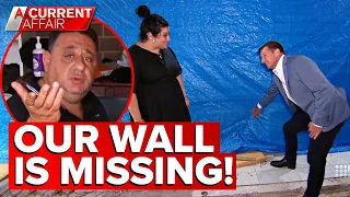 Builder's unfinished job leaves family with tarp for a wall | A Current Affair