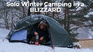 Solo Winter Camping in a Blizzard, Winter hiking with a Pulk sled and a Urberg tent, Snowstorm