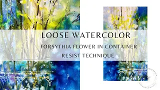 Loose intuitive watercolor with ink , along with a unique resist technique.