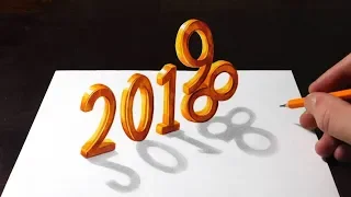 Happy New Year 2019 - 3D Trick Art Numbers Drawing
