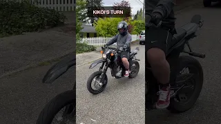 Teaching a new rider to wheelie