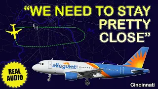 REVERSER FAULT after takeoff. Allegiant Air Airbus A319 returned to Cincinnati. Real ATC