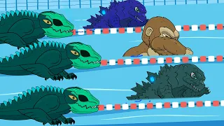 Godzilla Meets Kong swimming pool |EVOLUTION of SHIN MONKEY, Skeleton Explained in Animation Cartoon