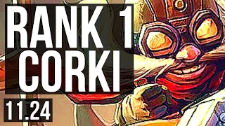 CORKI vs YASUO (MID) | Rank 1 Corki, 7 solo kills, 700+ games, Godlike, 17/5/8 | BR Master | 11.24