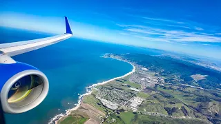 SCENIC FLIGHT OVER HALF MOON BAY - LANDING AT SFO ON A UNITED BOEING 737-900ER- 4K - W/ ATC AUDIO