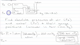 Absolute and Gauge Pressure of Air and Water with Manometer