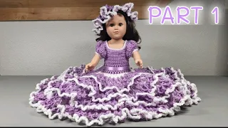 Lacey Bed Doll Dress P1/Crochet Bed Doll Dress for 18 inch Doll/Beautiful Crochet Doll Dress