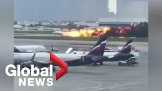 Russian passenger plane lands in Moscow covered in flames