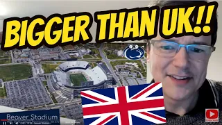 British Guy Reacts to BIG 10 COLLEGE FOOTBALL STADIUMS - 'Bigger than UK!!'