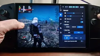 The Witcher 3 Lenovo Legion GO FSR 3 frame generation (1600p, 1200p, 800p at 20w and 30w tdp)