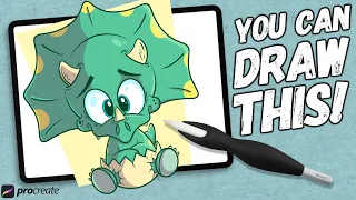 Let's Draw a Triceratops // Procreate Cartoon Tutorial!