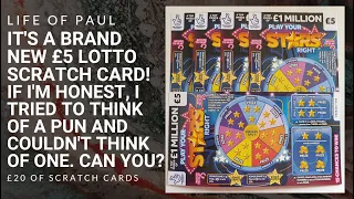 Brand New £5 Lottery Scratch Cards. £25 of Play your Stars Right scratch cards scratched off